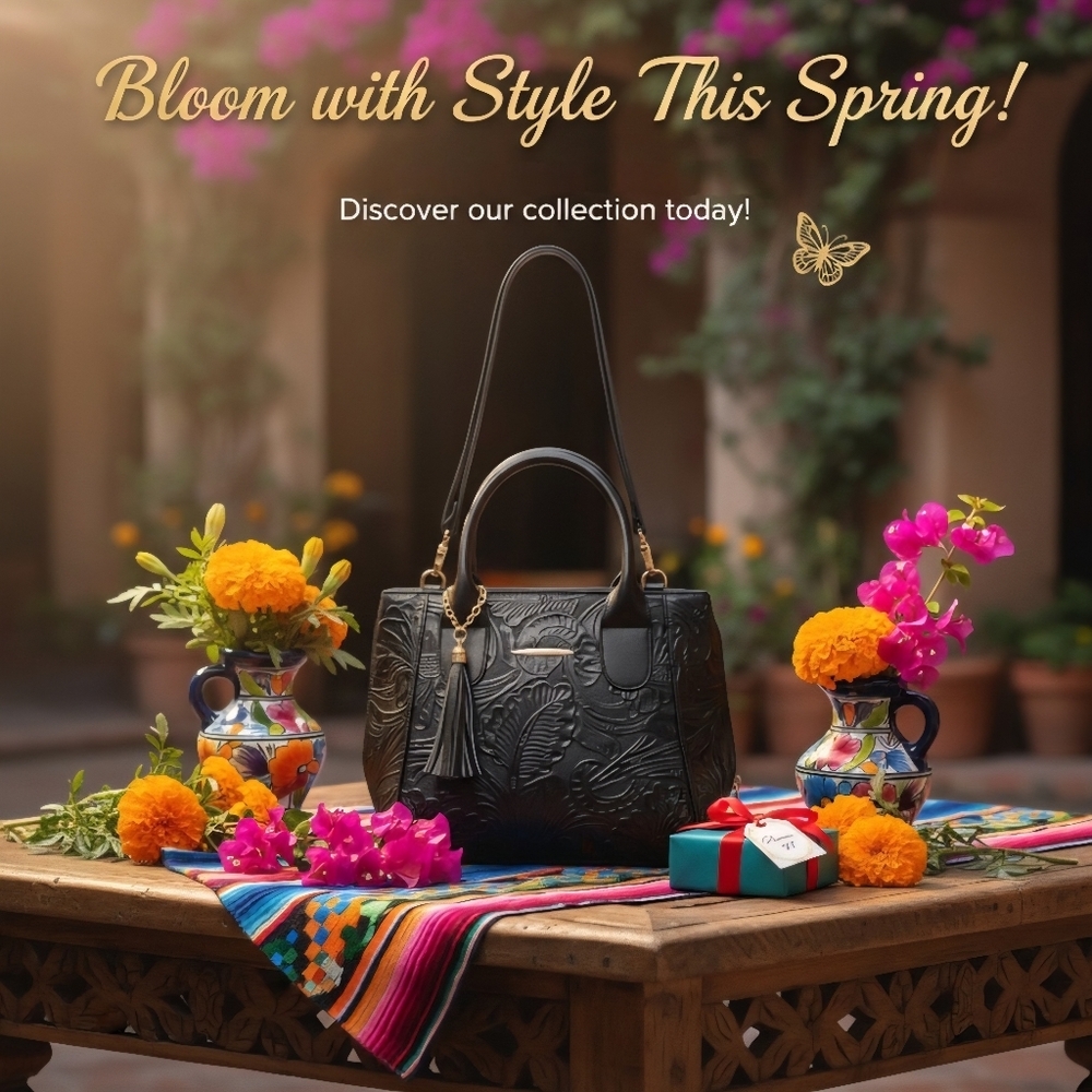Black Zippered Floral Embossed Tooled Artisan LEATHER Hobo Bag Purse Artesanal